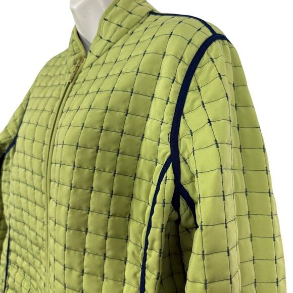 Susan Graver Style Reversible Green & Navy Full Zip Quilted Jacket Lightweight L - Picture 9 of 16